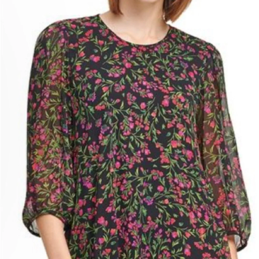 Calvin Klein Women's Sheath 3/4 Sleeve Floral Pleated Dress Size: 8 - Picture 13 of 15